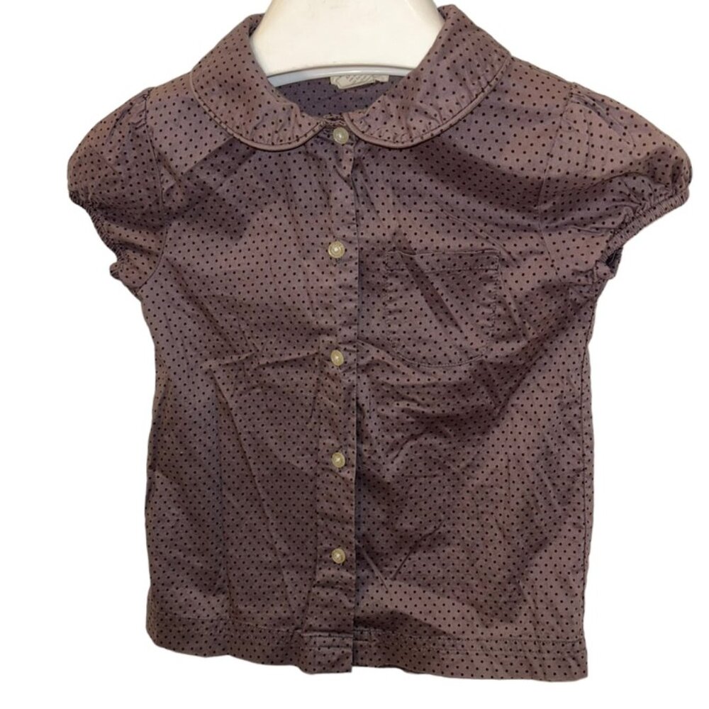 olive juice dusty lavender cotton polka dot peter pan collar shirt top 5…